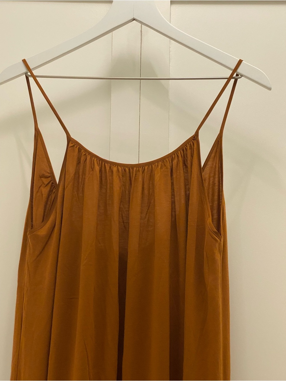Zara Rust-Brown Spaghetti-Strap Maxi Dress Oversize - Picture 4 of 13